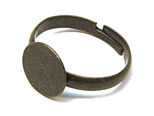Ring Rohling mit Klebeplatte, verstellbar, bronzefarben, 10mm